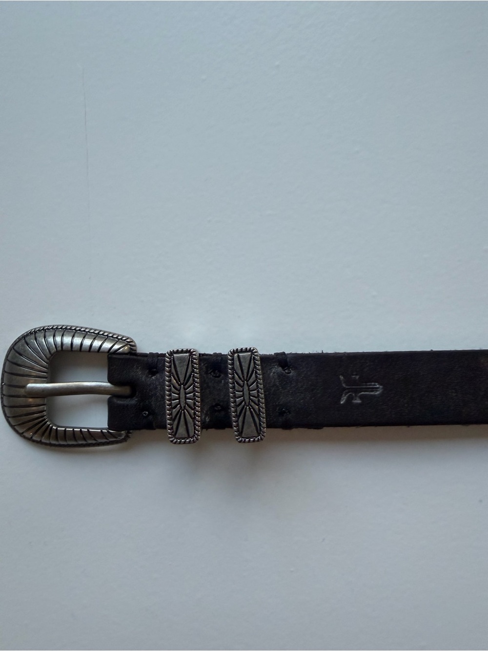 Frye Black Leather Slim Women's Belt with Silver Buckle NWOT